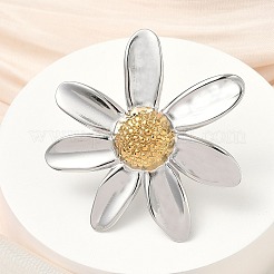 304ステンレススチールカフリング  花  カドミウムフリーと鉛フリー＆ニッケルフリー  ゴールデン·ステンレス鋼色  50.5x46.5mm  usサイズ7 1/4(17.5mm)&nbsp;RJEW-D338-05E-GP