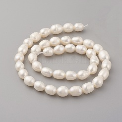天然養殖淡水パールビーズ連売り  オーバル  古いレース  9~10x7~8mm  穴：0.5mm  約36~38個/連  14インチ&nbsp;PEAR-G007-23