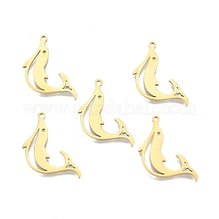 イオンプレーティング（IP）201ステンレスペンダント  イルカ  18KGP本金メッキ  26.5x16.5x1.5mm  穴：1.6mm&nbsp;STAS-N098-103LG