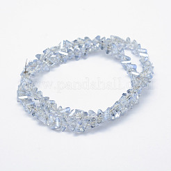 電気メッキガラスビーズセット  パール光沢メッキ  三角形  多面カット  アリスブルー  4.5x6x4.5mm  穴：0.5mm  約85~90個/連  12.6インチ（32cm）&nbsp;EGLA-J143-B-PL01