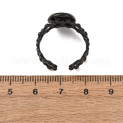 中空の花模様の304ステンレススチール製カフリング部品  ラウンドベゼルカップリングセッティング  イオンプレーティング（ip）  ブラック  11.5mm  usサイズ8 1/2(18.5mm)  トレイのサイズ：10mm&nbsp;STAS-P454-03B-B