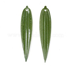 プラスチックチャーム  葉  濃い緑  40x8x1mm  穴：1mm&nbsp;KY-N015-046