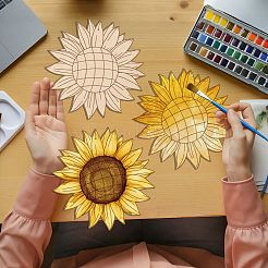 絵画芸術のための未完成の空白の木製ペンダント  焼き絵  室内装飾  麻ロープ付き  花  179.4x180x2.5mm  穴：3mm&nbsp;HJEW-WH20028-011