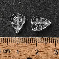 20個の透明なガラスビーズ  葉  10.5x8x4mm  穴：1mm&nbsp;GLAA-Q103-01G