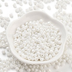 焼付塗装ガラスシードビーズ  双円錐形  ホワイト  4.5x3.5mm  穴：1.4mm  約120個/10g&nbsp;X1-SEED-A032-02D