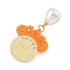 Glass Seed Beaded & ABS Plastic Imitation Pearl & Glass Pendants&nbsp;PALLOY-MZ01380-02