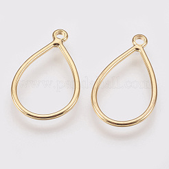真鍮チャーム  ニッケルフリー  18KGP本金メッキ  ティアドロップ  18x13x1mm  穴：1mm&nbsp;X-KK-Q735-225G