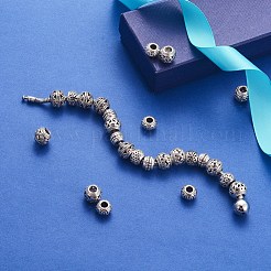 合金ヨーロピアンビーズ  大穴ビーズ  花と蝶とハートのロンデル  アンティークシルバー  30個/セット&nbsp;PALLOY-X0037-38AS