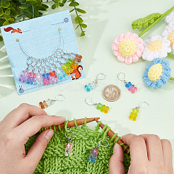 18Pcs 9 Colors Resin Bear Pendant Stitch Marker&nbsp;HJEW-NB00012