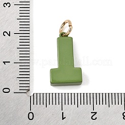プリントブラスペンダント  アルファベットABCキューブブロックチャーム  ゴールドカラー  グリーン  17.5x10.5x4.5mm  穴：4mm&nbsp;KK-CBAB1CA-12G