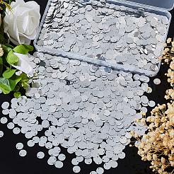 装飾アクセサリー2880個  PVCプラスチック製のスパンコール/スパンコールペンダント  フラットラウンド  銀  10x0.2mm  穴：1.4mm&nbsp;KY-DC0001-48A