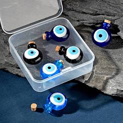 6個3色手作りランプワーク香水瓶ペンダント  精油ボトル  ナザールボンジュウ  ミックスカラー  29.5~30mm  穴：5~5.5mm  ボトル容量：0.5~1ml（0.017~0.03液量オンス）  2個/カラー&nbsp;LAMP-LS0001-16