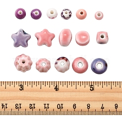 68個 16種類の手作り磁器ビーズ  光沢釉の磁器  ラウンド  ミックスカラー  6~14x5.5~12mm  穴：1.5~3.3mm&nbsp;PORC-FS0001-11