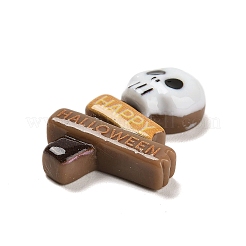 ハロウィーン 不透明樹脂 デコデン カボション  スカル  キャメル  30x20.5x7.5mm&nbsp;RESI-S393-01E
