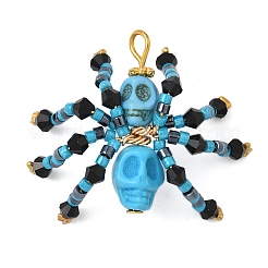 Halloween Theme Dyed Synthetic Turquoise & Glass Seed Beads Pendants&nbsp;PALLOY-MZ00774-05