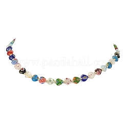 Heart Handmade Millefiori Glass Beaded Necklaces&nbsp;NJEW-JN06605