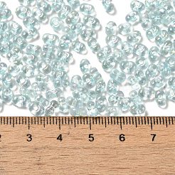 ガラスシードビーズ  ピーナッツ  淡いターコイズ  5.5~6x3~3.5x3mm  穴：1~1.2mm  約4000個/ポンド&nbsp;SEED-K009-04A-01