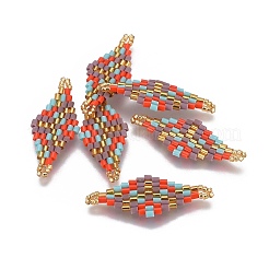 MIYUKI＆TOHO手作り日本のシードビーズリンク  織機模様  菱形  カラフル  32.5~33x12.6~13x1.7~1.8mm  穴：1.2~1.4mm&nbsp;SEED-E004-I18