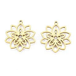 イオンプレーティング（IP）201ステンレスペンダント  花  18KGP本金メッキ  28x25x1.5mm  穴：1.4mm&nbsp;STAS-N098-050LG