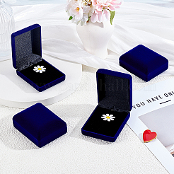 ベルベットのブローチのパッケージボックス  長方形  ミッドナイトブルー  6.1x7.8x3.3cm&nbsp;CON-WH0086-234B