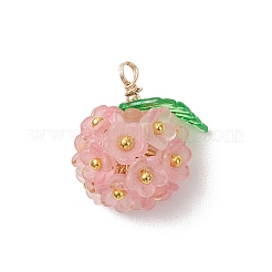 透明なアクリルパーツ  真鍮パーツ  花のチャーム  ミックスカラー  19~20.5x17~20.5x12~14mm  穴：2mm&nbsp;PALLOY-JF04847