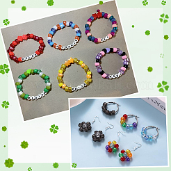 プラスチックポニービーズとフラワーアクリルビーズセット1000個  グリーン  9~11x9~11x6mm  穴：1~3.8mm&nbsp;DIY-SP0003-95A