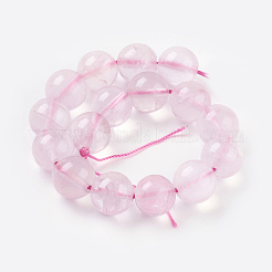 天然石ローズクォーツビーズ連売り  ラウンド  12mm  穴：1~2mm  16個/連  8インチ&nbsp;X-G-C076-12mm-3