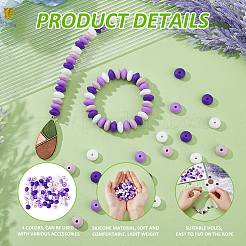2Bags 80Pcs Rondelle Food Grade Eco-Friendly Silicone Focal Beads&nbsp;SIL-DC0001-69C
