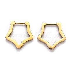 304ステンレススチール製スターハギーフープピアス  ゴールドカラー  18x18x3mm  ピン：1mm&nbsp;STAS-J033-06G