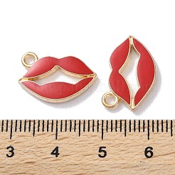 合金エナメルチャーム  ゴールドカラー  リップ  12x17.5x2mm  穴：1.8mm&nbsp;ENAM-O001-11P-G