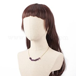 天然アメジストチップビーズジュエリーセット  女性用 304 ステンレススチールアズキチェーン付き宝石ペンダントネックレスとクラスターダングルイヤリング  ゴールドカラー  60mm  ピン：0.6mm  19インチ（48.5cm）&nbsp;SJEW-JS01230-03