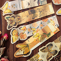 紙製ブックマーク2セット20個  蝶の長方形  オレンジ  131~143x31~42x0.5mm  10個/セット&nbsp;AJEW-SP0002-21A
