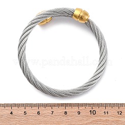 女性用304ステンレススチールトルクバングル  イオンプレーティング（ip）  ゴールデン·ステンレス鋼色  3/4インチ（1.75cm）  内径：2-1/8x2-1/4インチ（5.5x5.55cm）&nbsp;BJEW-P310-25GP01