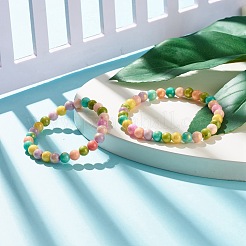 Natural Jade Beaded Stretch Bracelets Set&nbsp;BJEW-JB07789