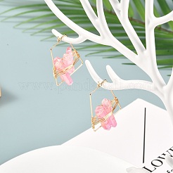 Electroplated Natural Quartz Wire Wrapped Earrings for Girl Women&nbsp;EJEW-JE04645-01