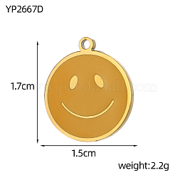 Smiling Face Charms 304 Stainless Steel Enamel Pendants&nbsp;STAS-OY004-17G