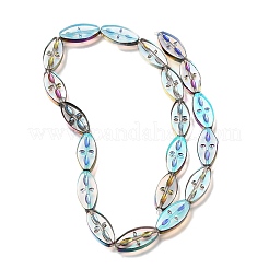 電気メッキ透明ガラスビーズ連売り  馬の目  カラフル  19.5x9.5x3.3mm  穴：1mm  約20個/連  15.75''（40センチメートル）&nbsp;GL-CBA98F0-08F