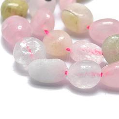 天然石モルガナイトビーズ連売り  タンブルストーン  ナゲット  10~11x7~8x5~6mm  穴：0.8mm  約37個/連  15.75インチ（40cm）&nbsp;X-G-O186-B-03