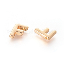 真鍮製チャーム  18KGP本金メッキ  文字.f  7~8.5x4~7.5x2mm  穴：1mm&nbsp;X-KK-S341-50F