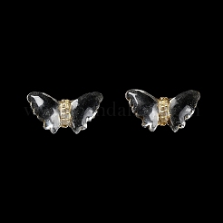 メッキクリアアクリルビーズ  ゴールドライン入り  蝶  透明  9.5x16.5x5mm  穴：1.5mm  約884個/351g&nbsp;LS-OACR-G016-12