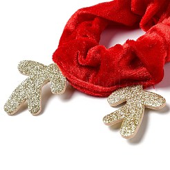 プルーシュ弾性ヘアゴム  グリッターパウダー鹿角ヘアゴム  クリスマステーマの女の子ポニーテールホルダー用ヘアアクセサリー  ミックスカラー  23mm  内径：50mm&nbsp;OHAR-G016-01