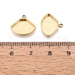 304ステンレススチールペンダントカボション部品  ファン  イオンプレーティング（ip）  18KGP本金メッキ  トレイ：9x13mm  12.5x14x1.8mm  穴：1.5~1.6mm&nbsp;STAS-Q113-29G