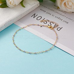 ファセットラウンドナチュラルアメジストビーズアンクレット  真鍮カニカン付き  ゴールドカラー  9-7/8インチ（25cm）&nbsp;AJEW-AN00360-04