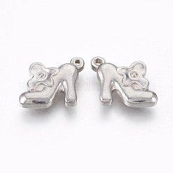 変色しにくい201ステンレススチールペンダント  かかとの高い靴  ステンレス鋼色  17.5x14x3mm  穴：1.4mm&nbsp;STAS-O118-39P