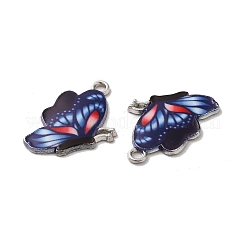 合金エナメルチャーム  プラチナ  バタフライチャーム  ミッドナイトブルー  24x16.5x2mm  穴：2mm&nbsp;ENAM-D043-03P-04