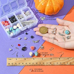 ゴシック スカル & ローズ 合成ターコイズ イヤリング 作成キット  ミックスカラー  6~20x1~18mm&nbsp;DIY-YW0009-96