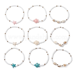 3Pcs Synthetic Turquoise Beads Stretch Bracelets for Women&nbsp;BJEW-JB13493