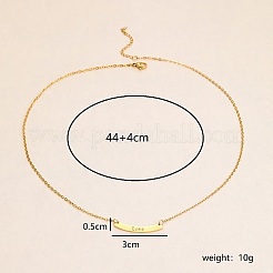 201個のステンレススチール製ペンダントネックレス  愛という言葉が描かれたカーブ長方形  18KGP本金メッキ  17.32インチ（44cm）&nbsp;AQ4914-2
