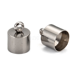 変色しにくい304ステンレススチールコードエンド  コラム  ステンレス鋼色  13x10mm  穴：3mm  内径：9mm&nbsp;STAS-K004-9mm-01
