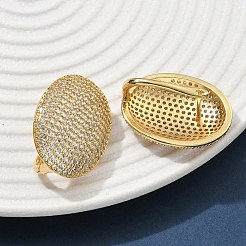 ブラスマイクロパヴェクリアキュービックジルコニアフープピアス  オーバル  18KGP本金メッキ  30x23x15mm&nbsp;EJEW-C182-01G